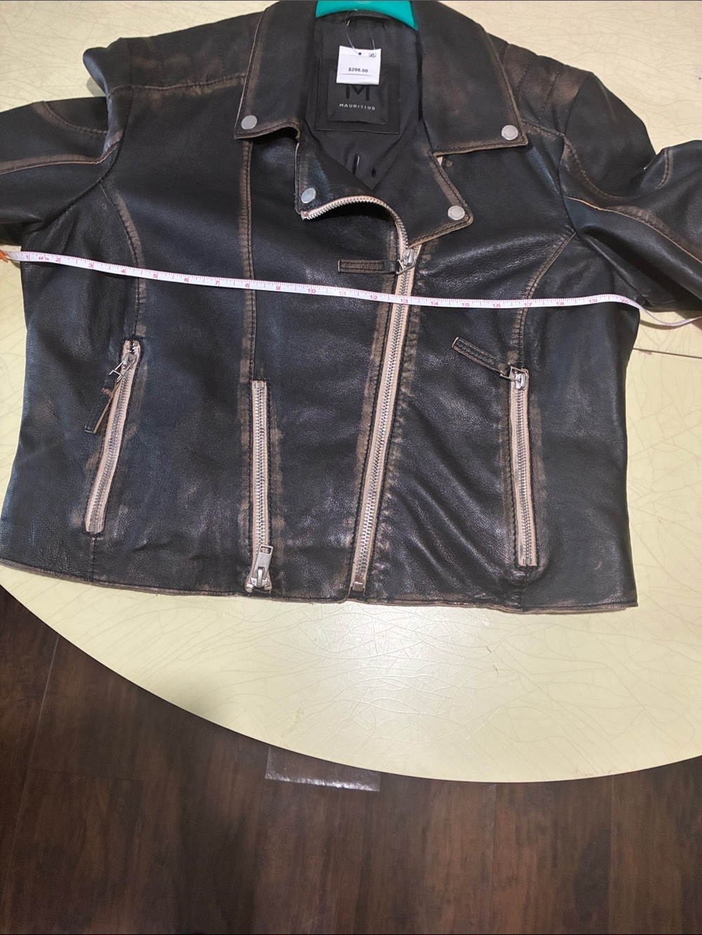 NWT  Mauritius Distressed Lamb Skin Moto Zip-Up Jacket 🤩🤩 - Picture 16 of 16